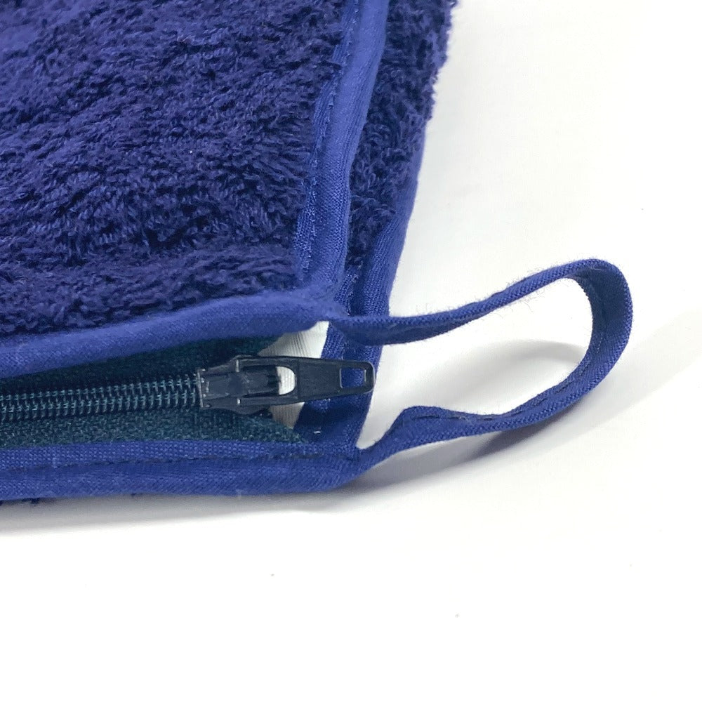 HERMES 馬柄 パイル ビーチポーチ ロゴ クラッチバッグ クラッチバッグ カバン マルチポーチ メイクポーチ ポーチ パイル レディース ネイビー - brandshop-reference