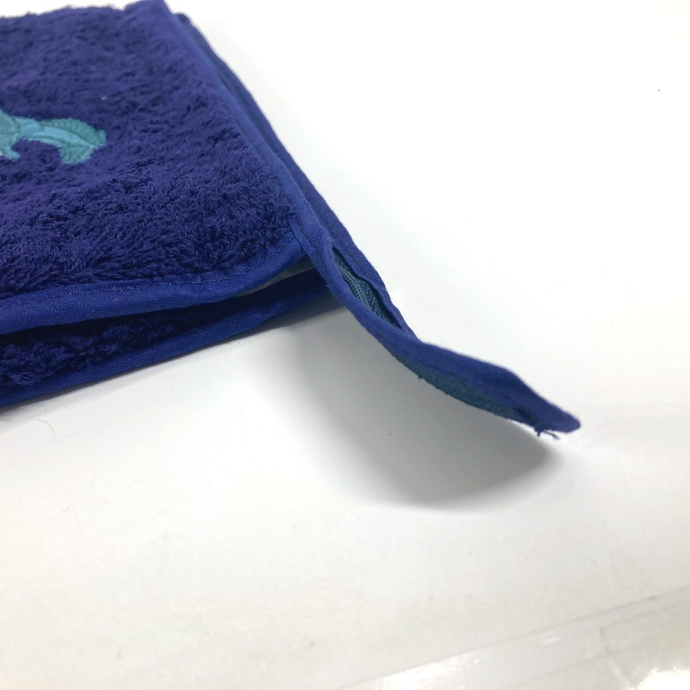 HERMES 馬柄 パイル ビーチポーチ ロゴ クラッチバッグ クラッチバッグ カバン マルチポーチ メイクポーチ ポーチ パイル レディース ネイビー - brandshop-reference