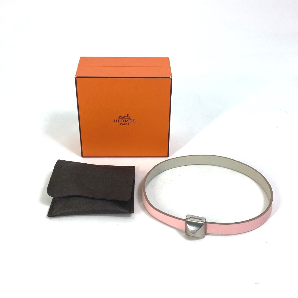 HERMES Medor Infini Double Leather Bracelet, Pink, Women's
