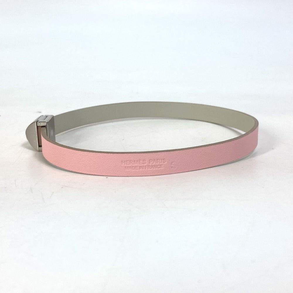 HERMES Medor Infini Double Leather Bracelet, Pink, Women's
