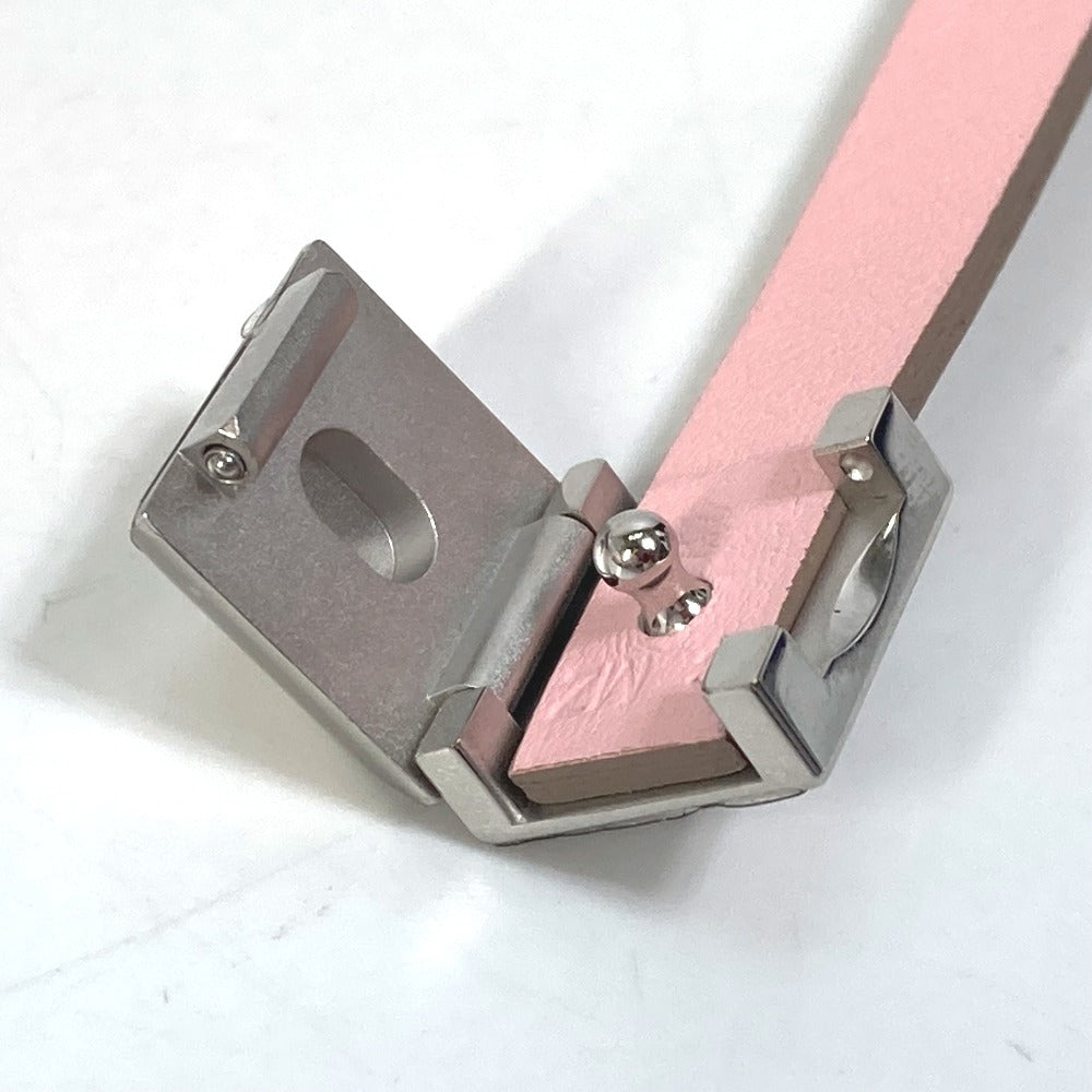 HERMES Medor Infini Double Leather Bracelet, Pink, Women's