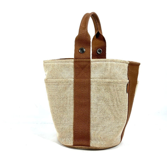 HERMES サクソーPM カバン バケツ型 ばけつ ハンドバッグ キャンバス レディース ブラウン - brandshop-reference