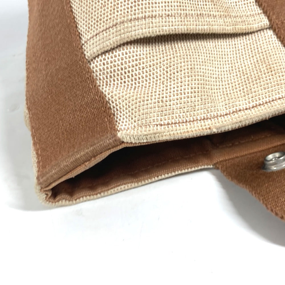 HERMES サクソーPM カバン バケツ型 ばけつ ハンドバッグ キャンバス レディース ブラウン - brandshop-reference