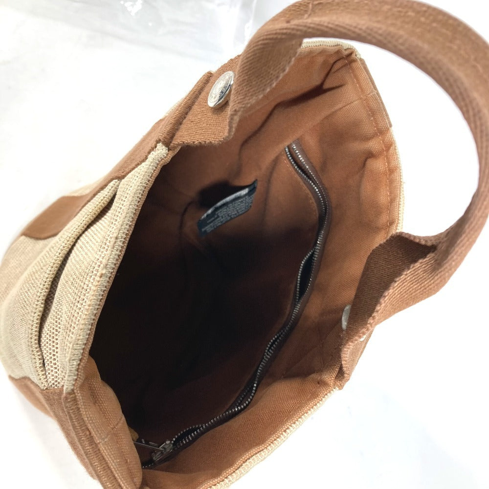 HERMES サクソーPM カバン バケツ型 ばけつ ハンドバッグ キャンバス レディース ブラウン - brandshop-reference
