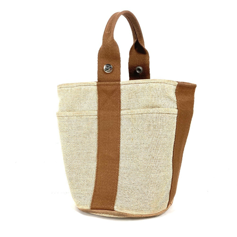 HERMES Saxo PM Bag Bucket Type Handbag Canvas Women's Brown