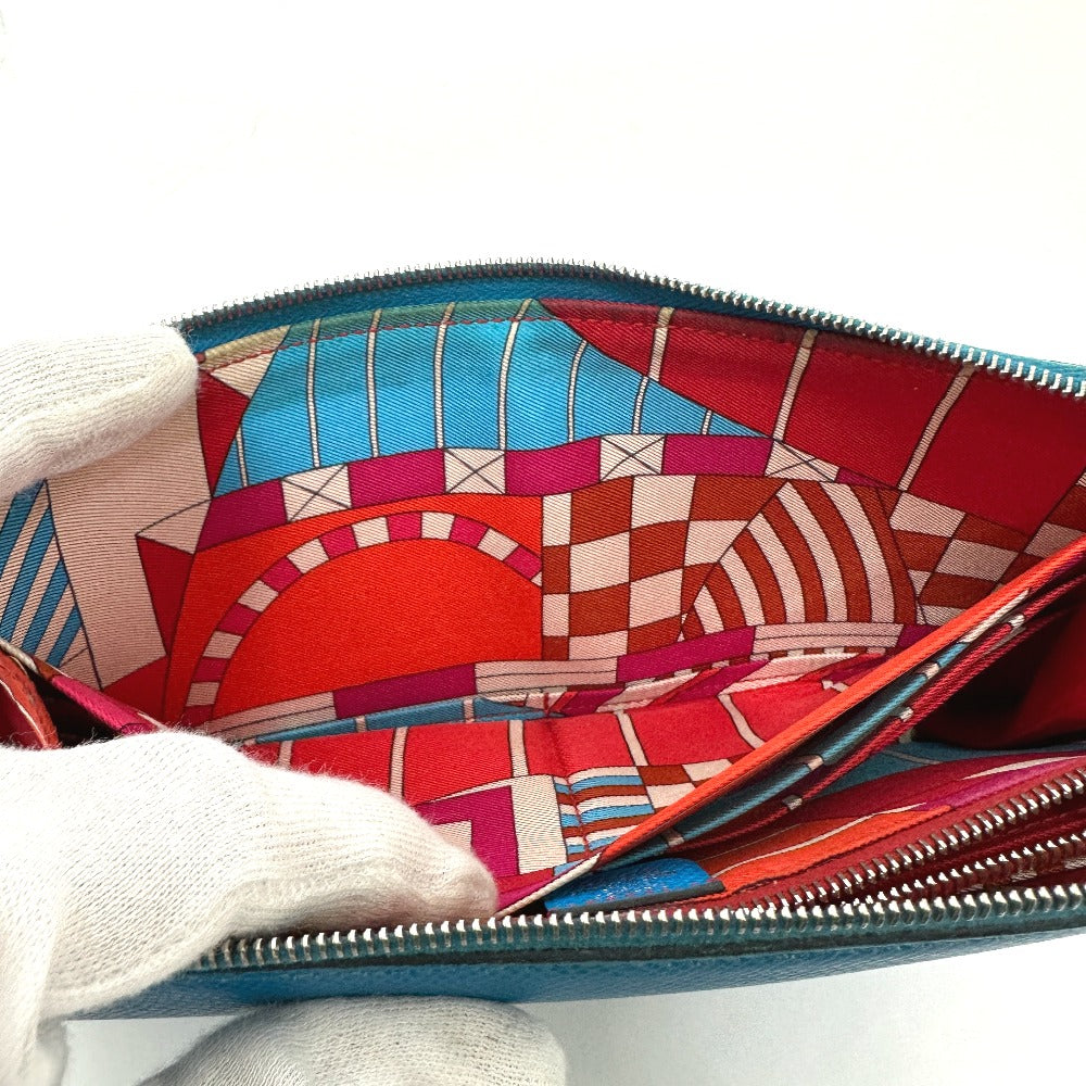 HERMES アザップロング シルクイン 財布 ウォレット 長財布 エプソン レディース ブルー