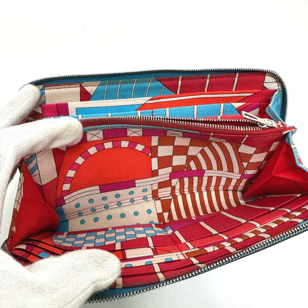 HERMES アザップロング シルクイン 財布 ウォレット 長財布 エプソン レディース ブルー