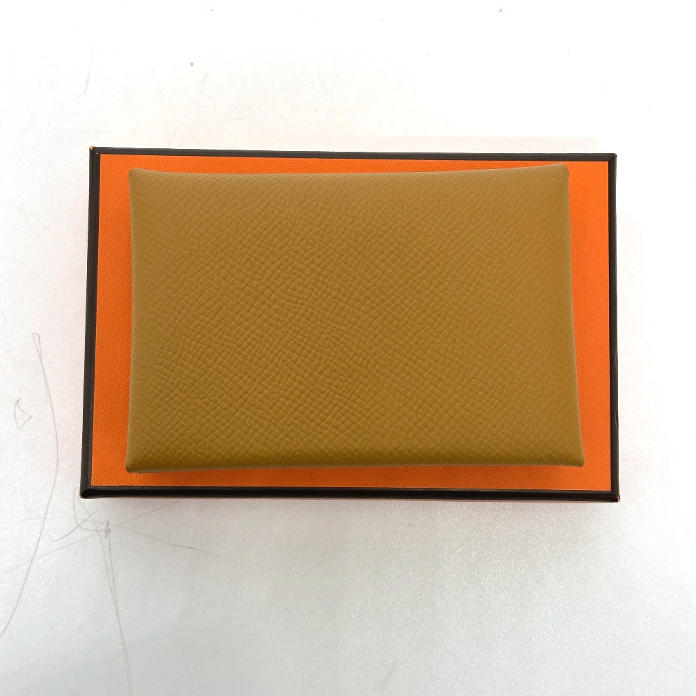 HERMES Calvi Duo Business Card Holder, Bifold Wallet, Coin Case, Wallet, Card Case, Epson, Women's, Sesame Brown