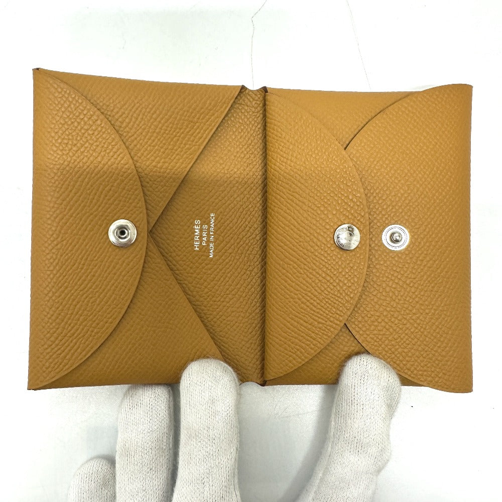 HERMES Calvi Duo Business Card Holder, Bifold Wallet, Coin Case, Wallet, Card Case, Epson, Women's, Sesame Brown