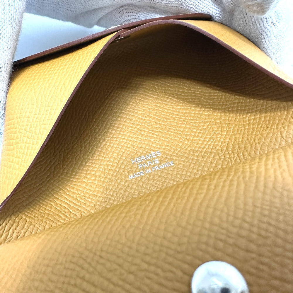 HERMES Calvi Duo Business Card Holder, Bifold Wallet, Coin Case, Wallet, Card Case, Epson, Women's, Sesame Brown