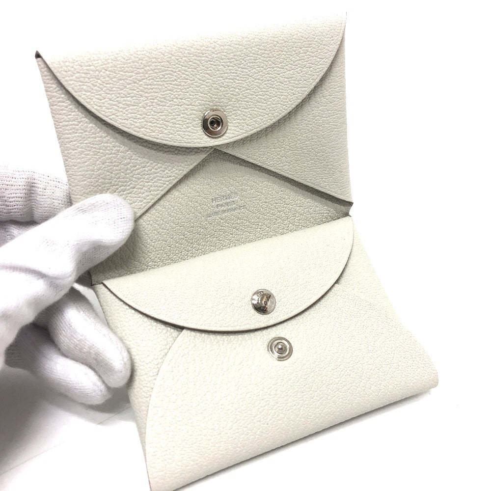 HERMES カルヴィデュオ カードケース 小銭入れ 財布 ウォレット コインケース シェーブル レディース ベトン グレー - brandshop-reference