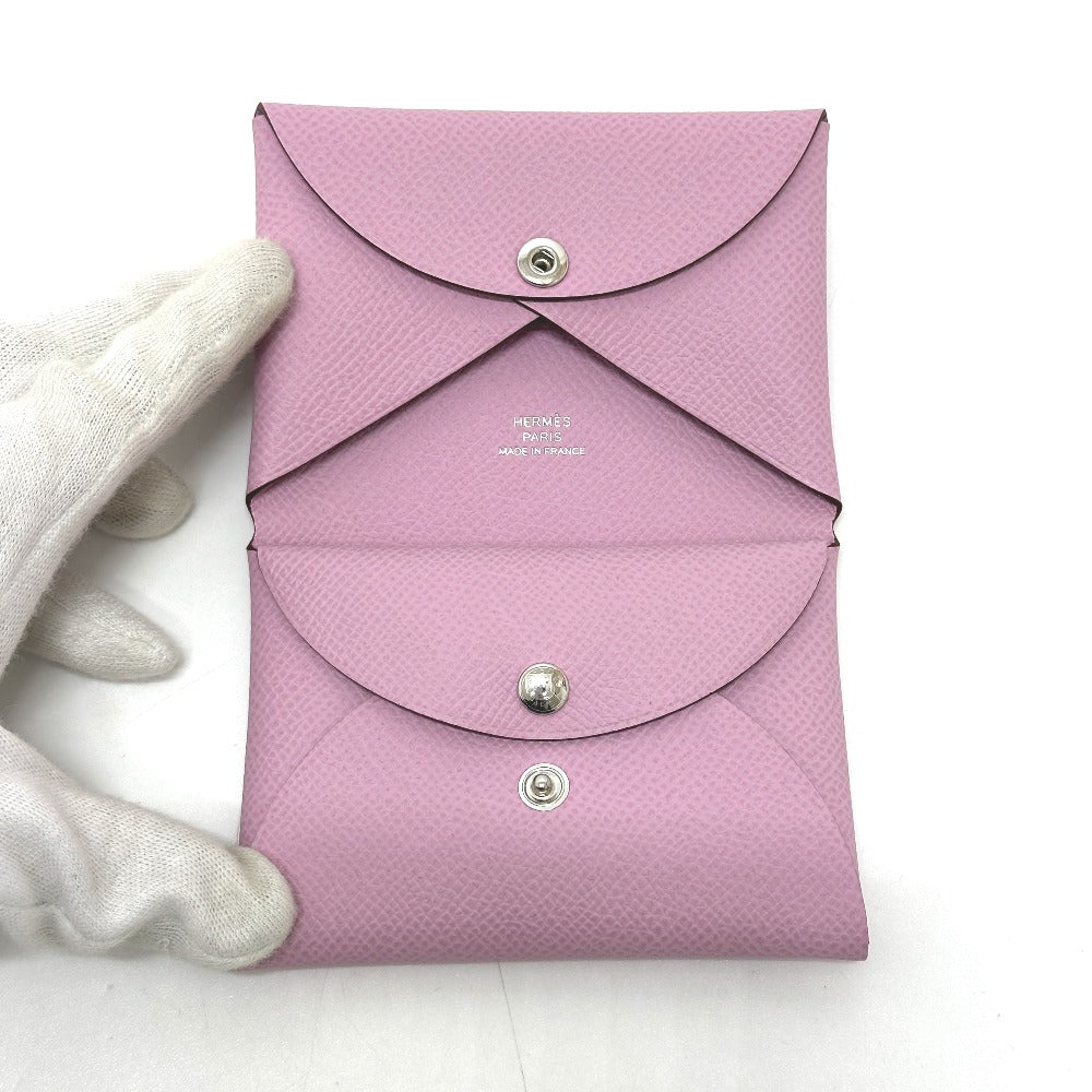 HERMES カルヴィデュオ カードケース 小銭入れ コインケース 2つ折り財布 ヴォーエプソン レディース モーヴシルベストル ピンク