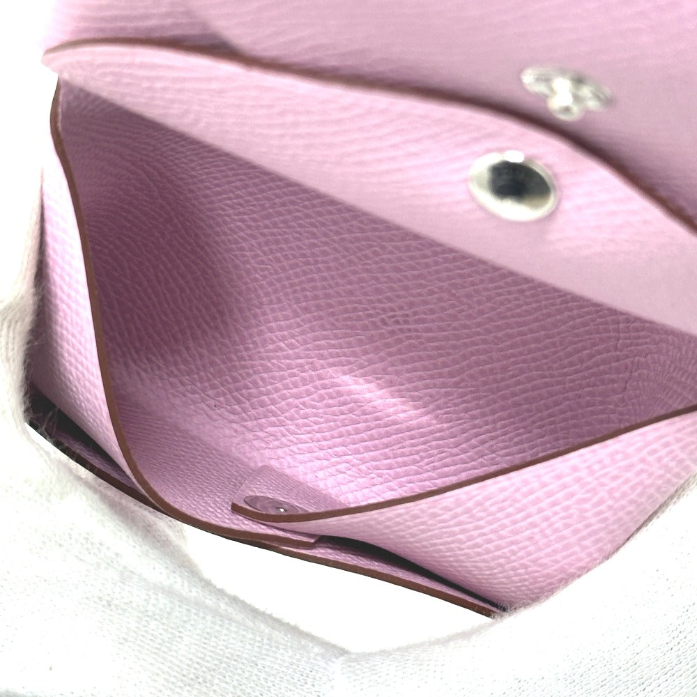 HERMES カルヴィデュオ カードケース 小銭入れ コインケース 2つ折り財布 ヴォーエプソン レディース モーヴシルベストル ピンク