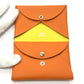 HERMES Calvi Duo Card Holder Coin Purse Wallet Two-fold Wallet Epsom Women's Orange x Lime Orange
