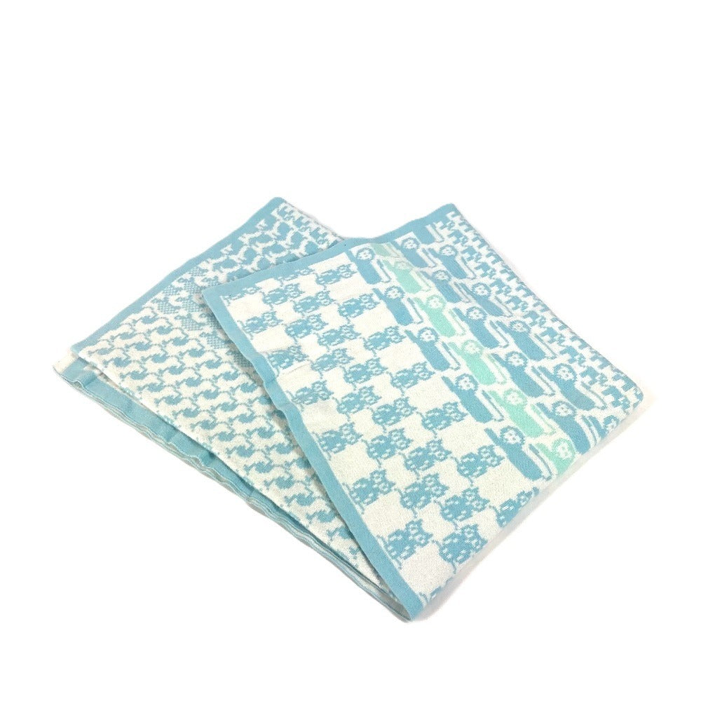 HERMES BABY 赤ちゃん ベビー アニマルロゴ インテリア ひざかけ 毛布 ブランケット コットン キッズ ブルー - brandshop-reference