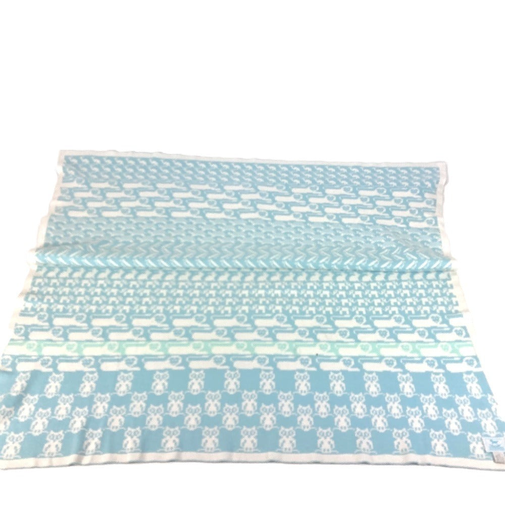 HERMES BABY 赤ちゃん ベビー アニマルロゴ インテリア ひざかけ 毛布 ブランケット コットン キッズ ブルー - brandshop-reference