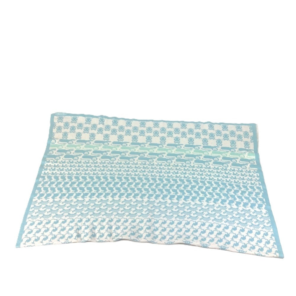 HERMES BABY 赤ちゃん ベビー アニマルロゴ インテリア ひざかけ 毛布 ブランケット コットン キッズ ブルー - brandshop-reference