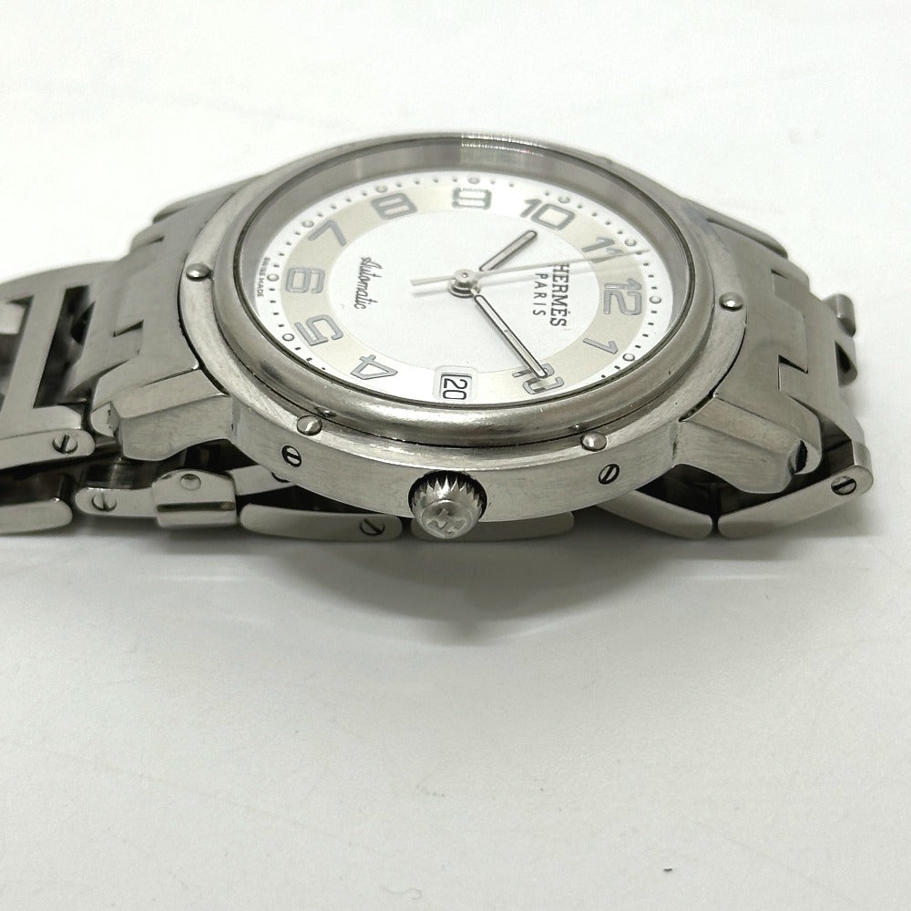 HERMES CL1.810 クリッパー デイト 自動巻き 腕時計 SS メンズ シルバー
