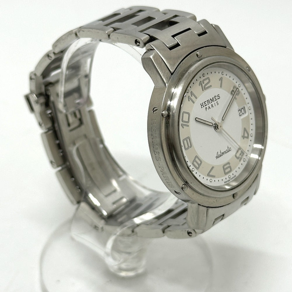 HERMES CL1.810 クリッパー デイト 自動巻き 腕時計 SS メンズ シルバー