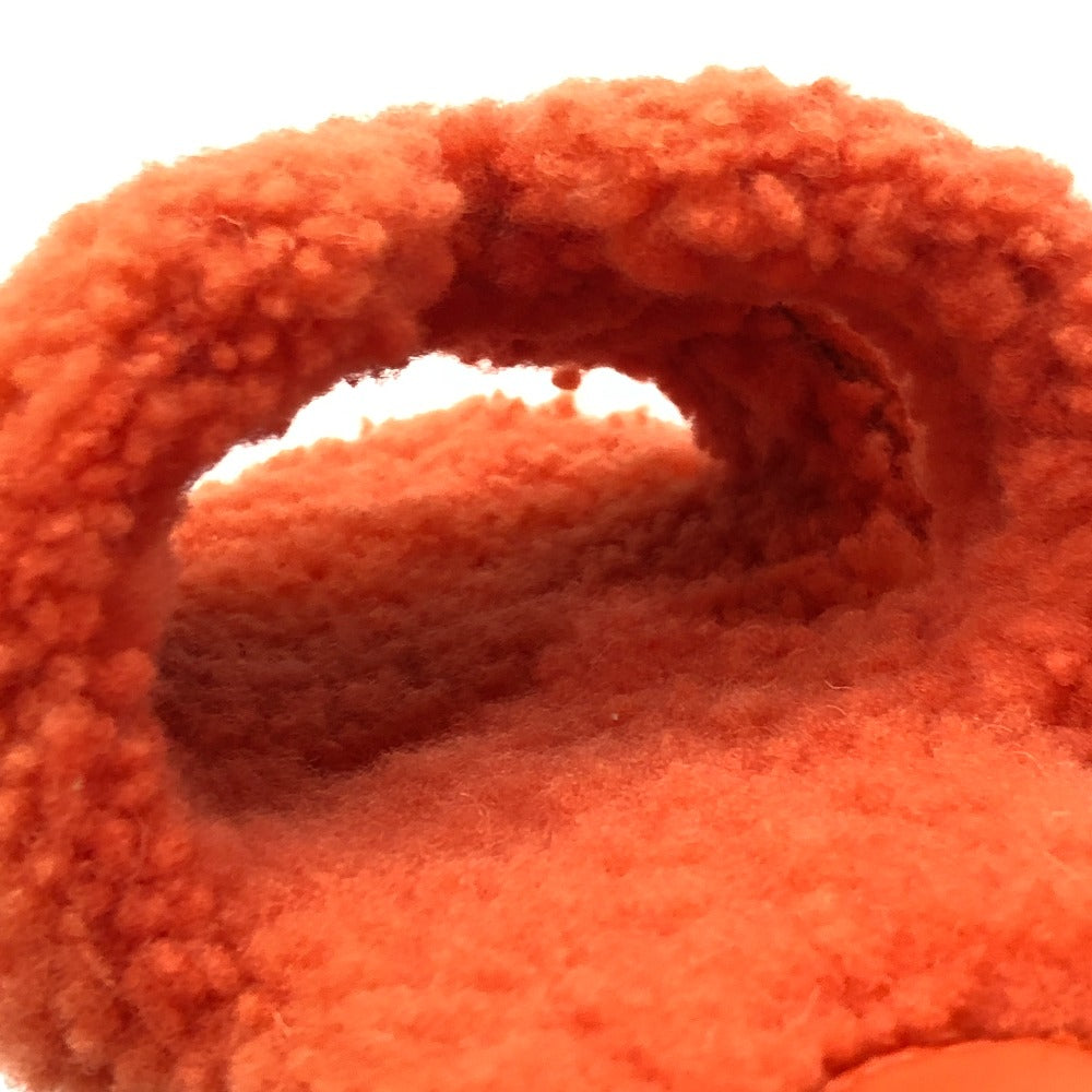HERMES Oran Shoes, Shearling Fur Flat Sandals, Women's Orange