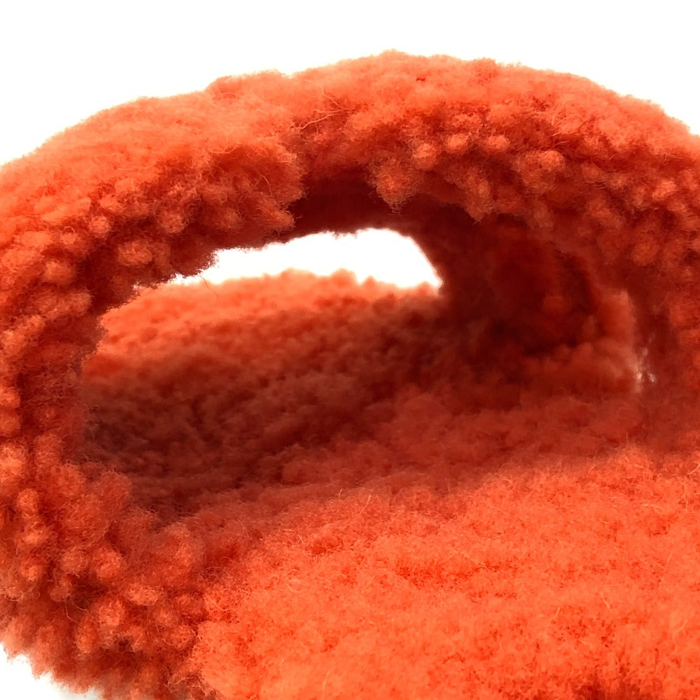 HERMES Oran Shoes, Shearling Fur Flat Sandals, Women's Orange