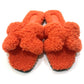 HERMES Oran Shoes, Shearling Fur Flat Sandals, Women's Orange