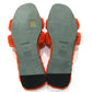 HERMES Oran Shoes, Shearling Fur Flat Sandals, Women's Orange