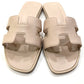 HERMES Oran Shoes Slippers Flat Sandals Leather Women's Rose Cancan (estimated) Pink