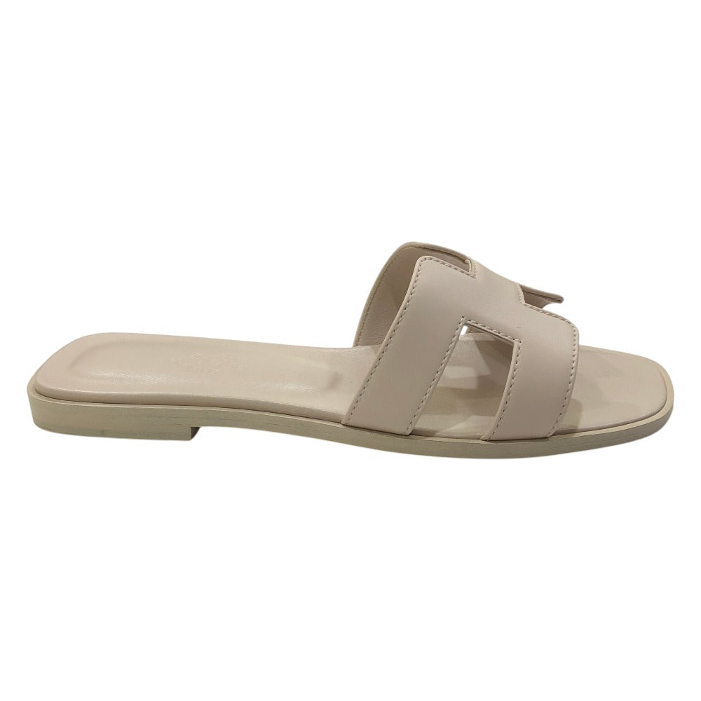 HERMES Oran Shoes Slippers Flat Sandals Leather Women's Rose Cancan (estimated) Pink