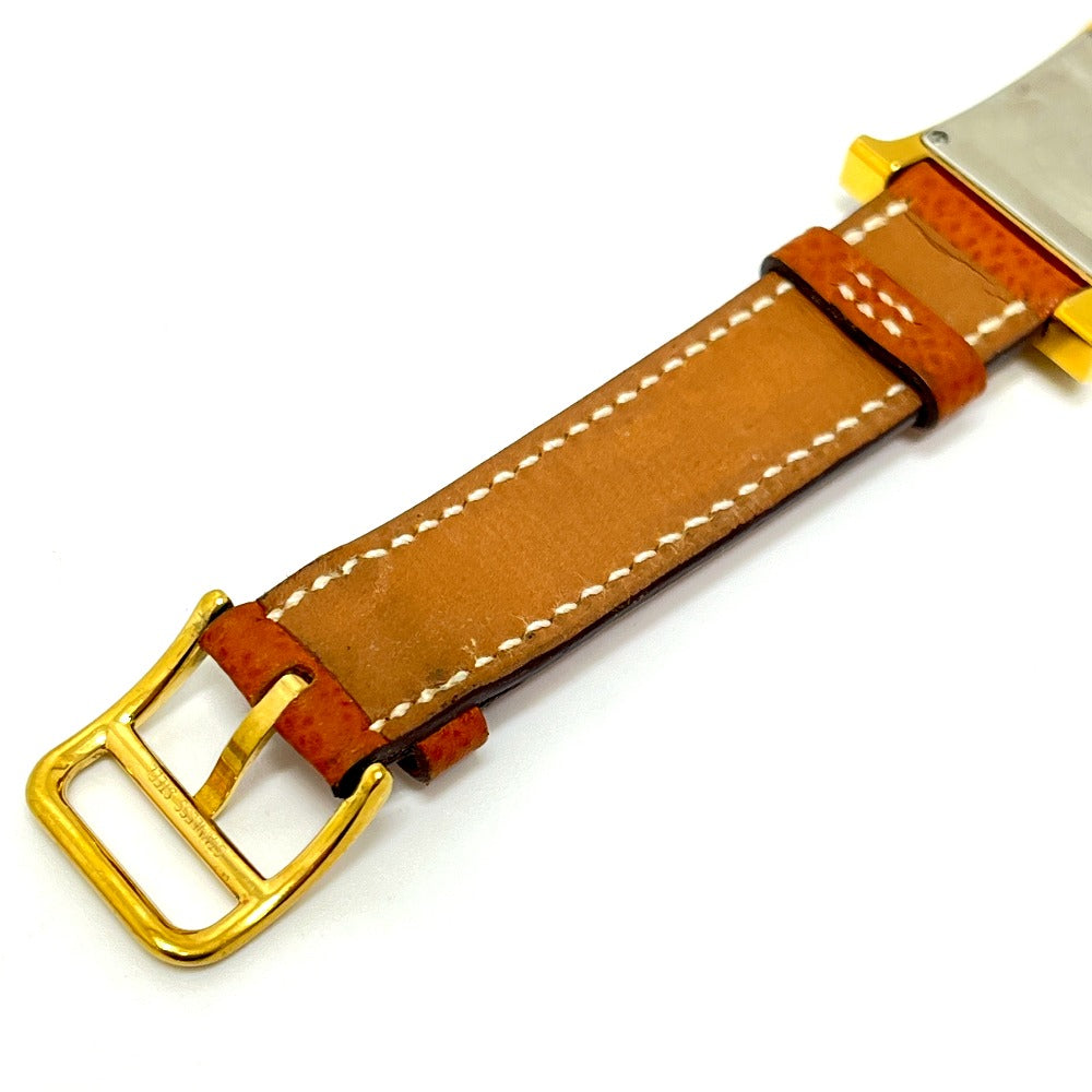 HERMES HH1.201 Hウォッチ クオーツ ウォッチ 時計 レザーベルト 腕時計 SS レディース ゴールド