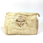 HERMES Clutch Bag with Logo, Makeup Pouch, Pile Fabric, Women's, Beige