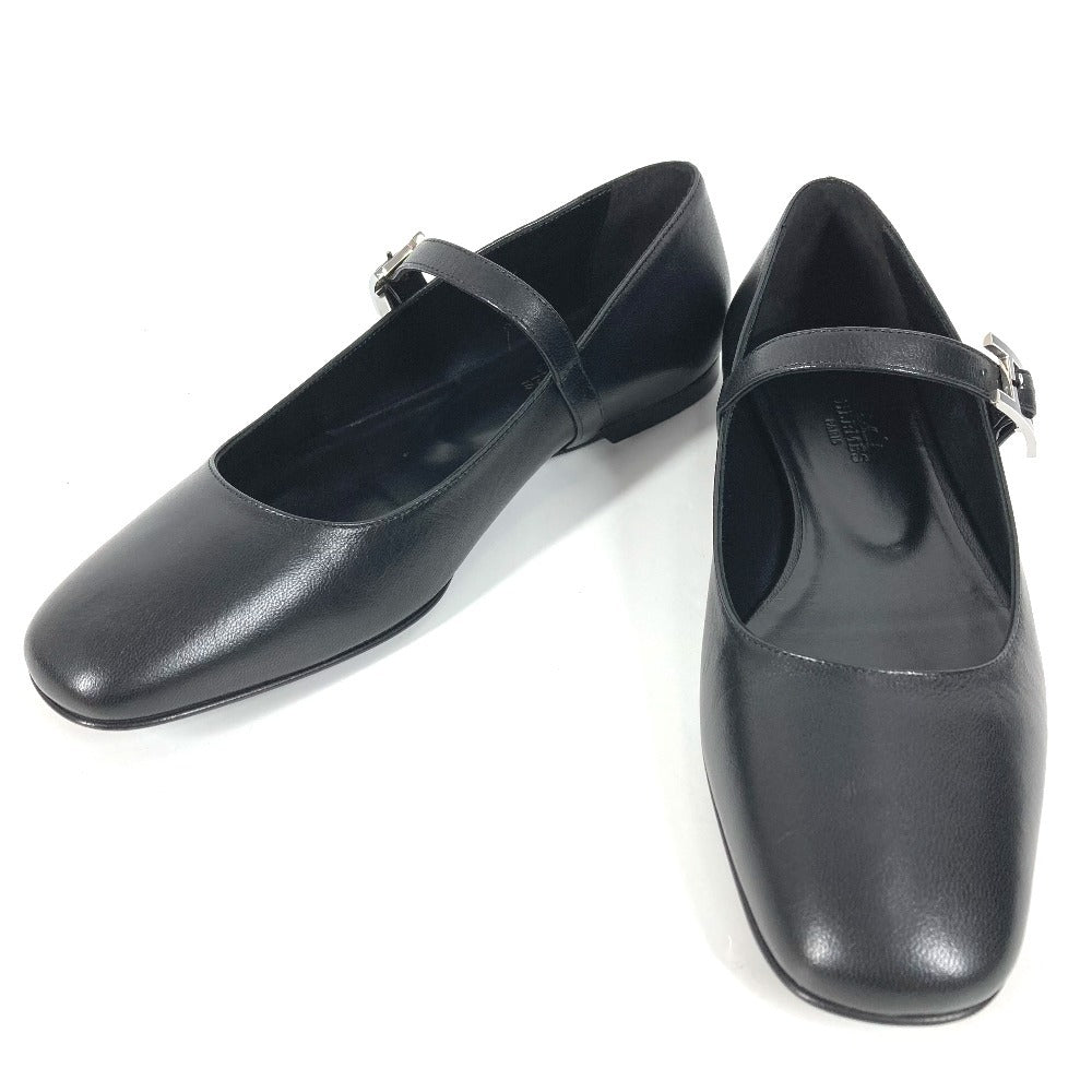 HERMES Jane Ballet Flats, Shoes, Leather Shoes, Leather, Women's, Black Black