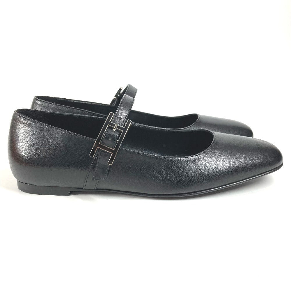 HERMES Jane Ballet Flats, Shoes, Leather Shoes, Leather, Women's, Black Black