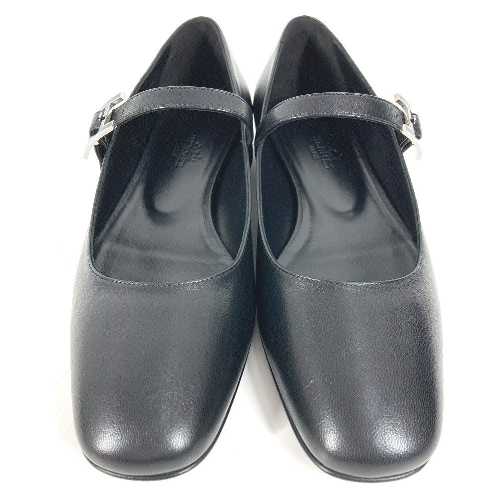 HERMES Jane Ballet Flats, Shoes, Leather Shoes, Leather, Women's, Black Black
