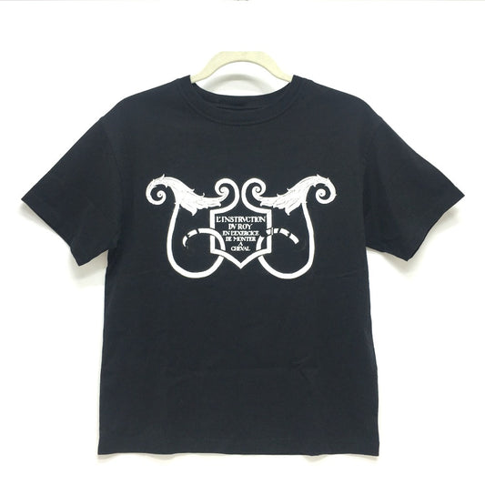 HERMES Print Maxi T-Shirt, 2021SS, Short Sleeve Cotton, Women's, Black