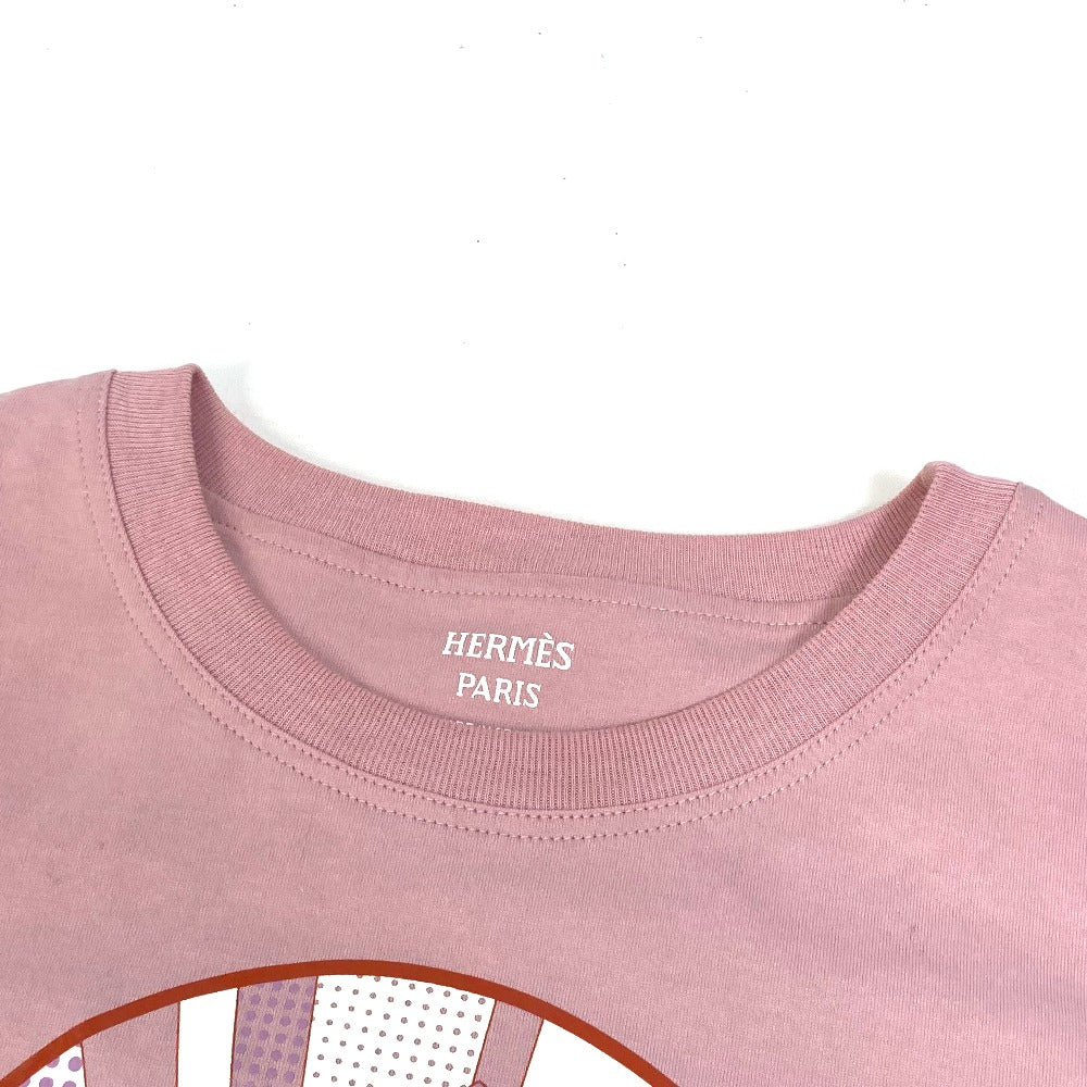 HERMES 22SS Cartouche Micro Apparel Top, Short Sleeve Cotton T-Shirt, Pink, Women's