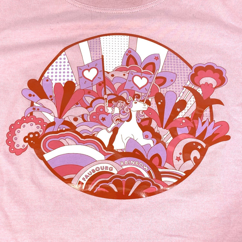 HERMES 22SS Cartouche Micro Apparel Top, Short Sleeve Cotton T-Shirt, Pink, Women's