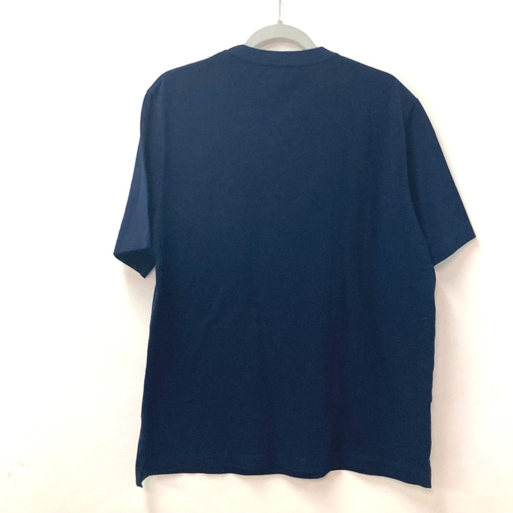 HERMES Men's Navy Short Sleeve T-Shirt with H Embroidery and Pocket, Cotton