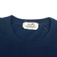 HERMES Men's Navy Short Sleeve T-Shirt with H Embroidery and Pocket, Cotton