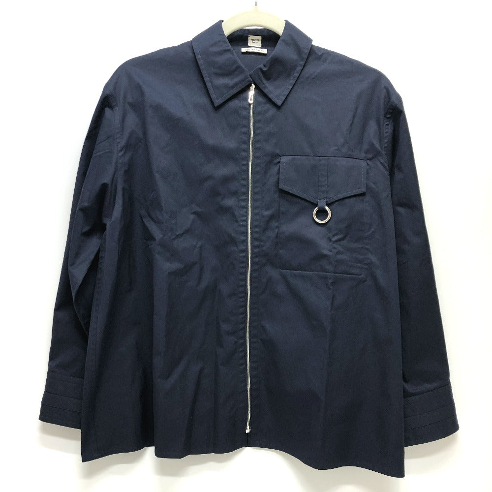 HERMES 23SS Serie Button Zip-Up Apparel Long Sleeve Shirt, Cotton, Women's, Navy