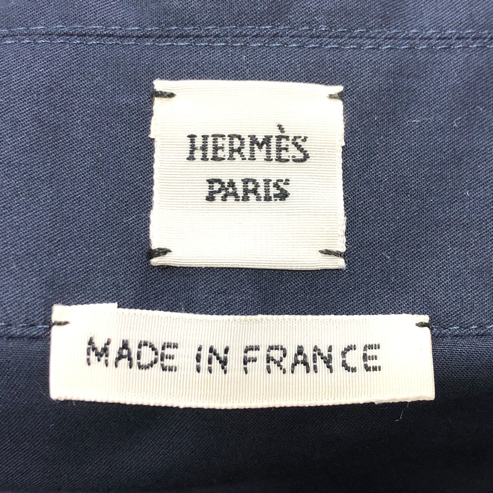 HERMES 23SS Serie Button Zip-Up Apparel Long Sleeve Shirt, Cotton, Women's, Navy