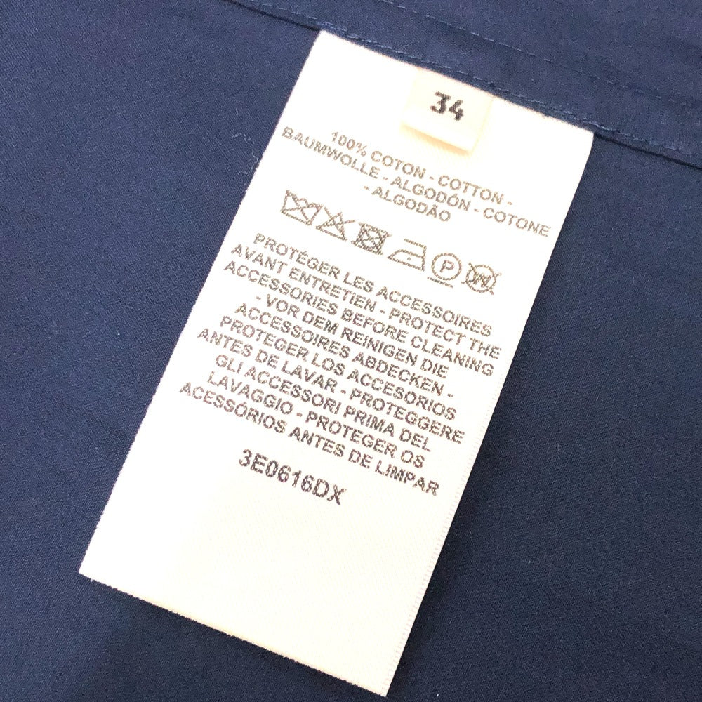 HERMES 23SS Serie Button Zip-Up Apparel Long Sleeve Shirt, Cotton, Women's, Navy