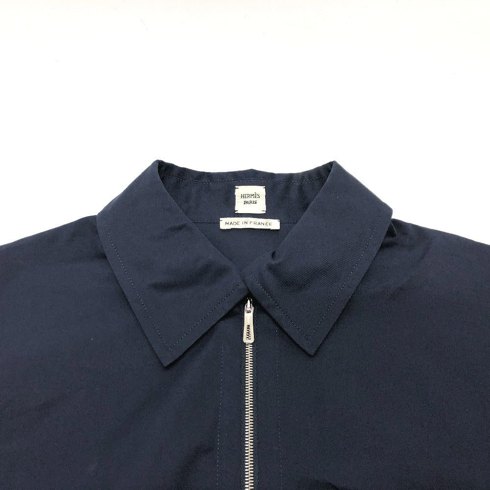 HERMES 23SS Serie Button Zip-Up Apparel Long Sleeve Shirt, Cotton, Women's, Navy