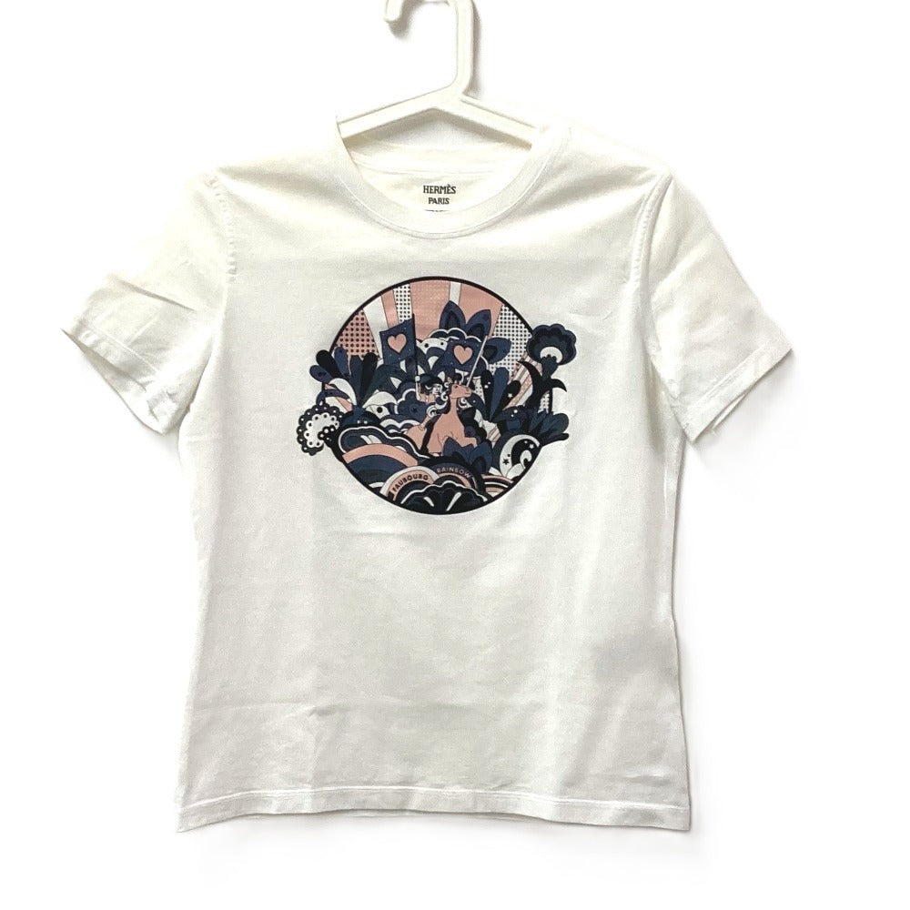 HERMES マイクロTシャツ  カルトゥッシュ アパレル 半袖 トップス 半袖Ｔシャツ コットン レディース ホワイト - brandshop-reference