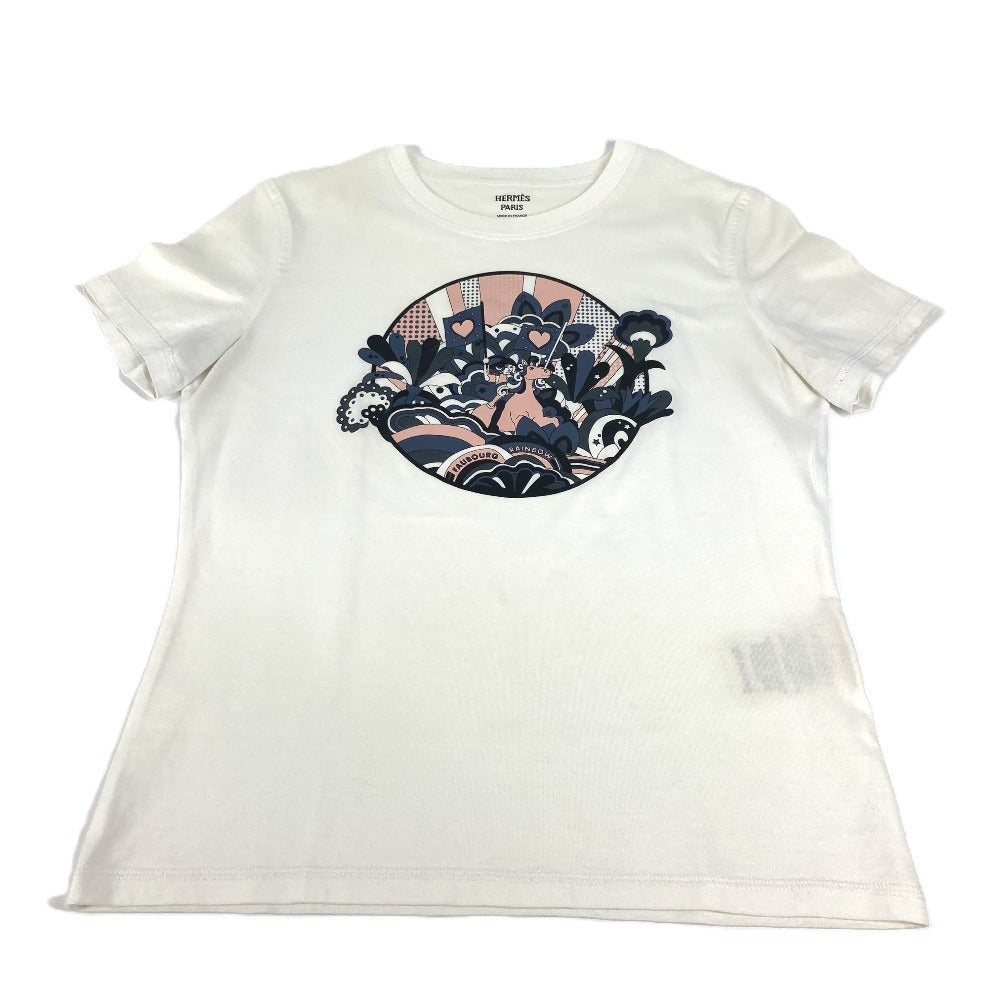 HERMES マイクロTシャツ  カルトゥッシュ アパレル 半袖 トップス 半袖Ｔシャツ コットン レディース ホワイト - brandshop-reference