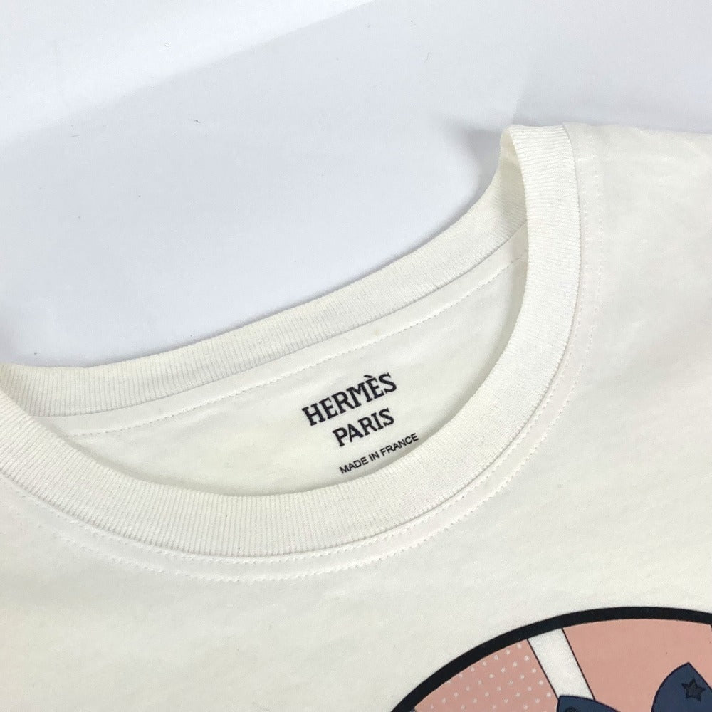 HERMES マイクロTシャツ  カルトゥッシュ アパレル 半袖 トップス 半袖Ｔシャツ コットン レディース ホワイト - brandshop-reference