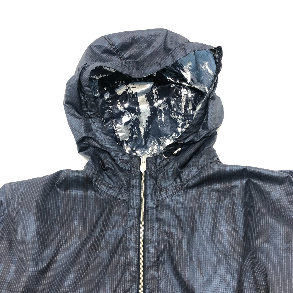 HERMES 2025 Men's Navy Zip-Up Hooded Jacket, Polyester