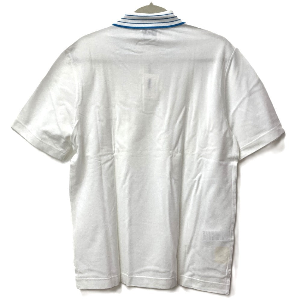 Hermes H Logo Line Line Lengan Pendek Shirt Shirt Collared Polo Shirt Cotton Men's White