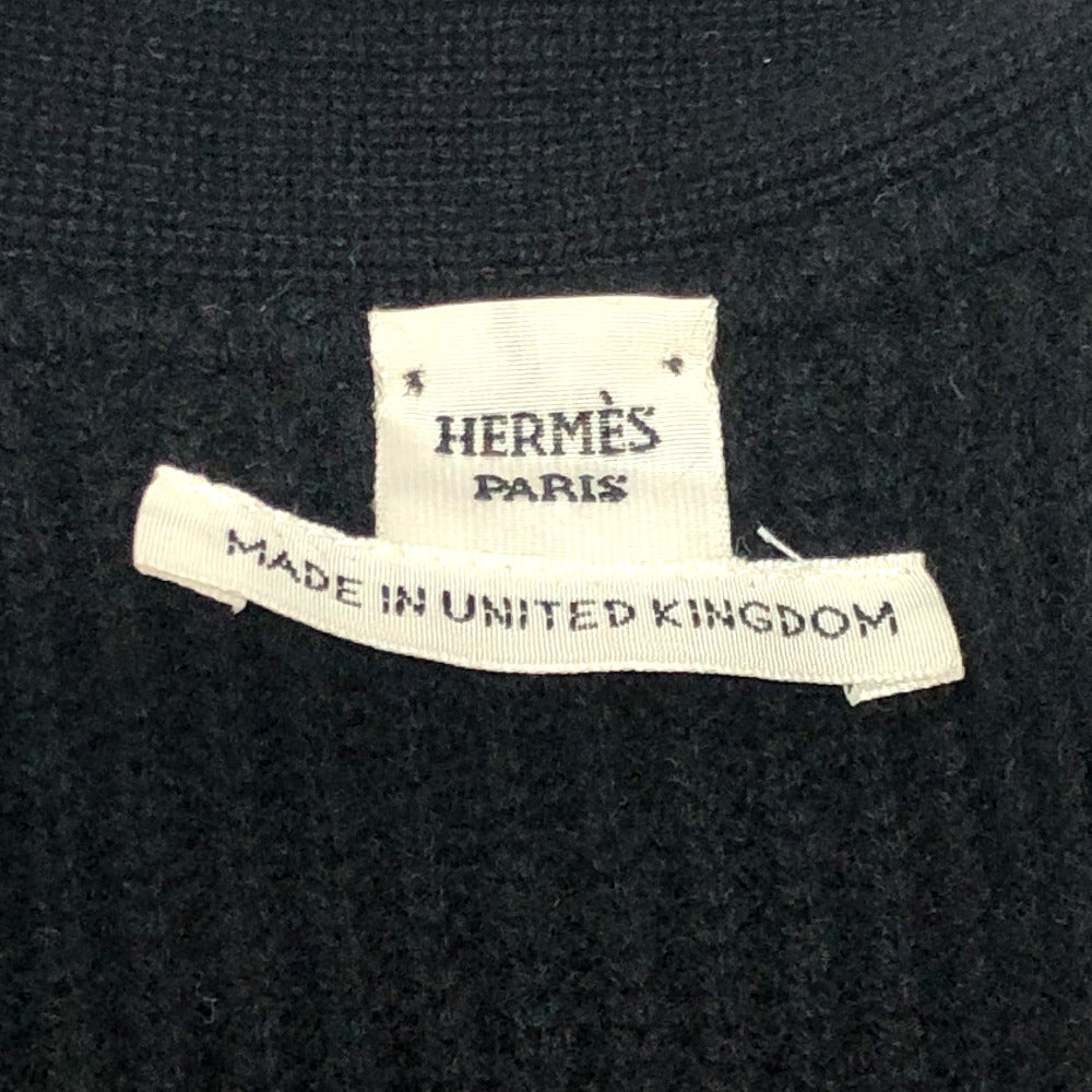 HERMES セリエボタン アパレル ニット ロングカーディガン 長袖 Vネック カーディガン カシミヤ レディース ブラック
