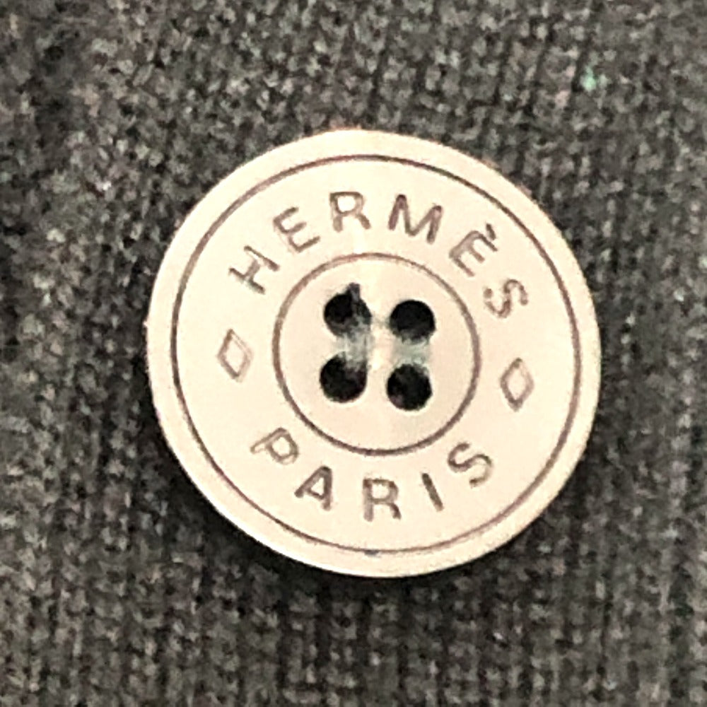 HERMES セリエボタン アパレル ニット ロングカーディガン 長袖 Vネック カーディガン カシミヤ レディース ブラック